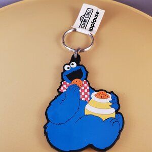 Sesame Street Keychain Keyring Cookie Monster Eating Cookies Applause 3 inch